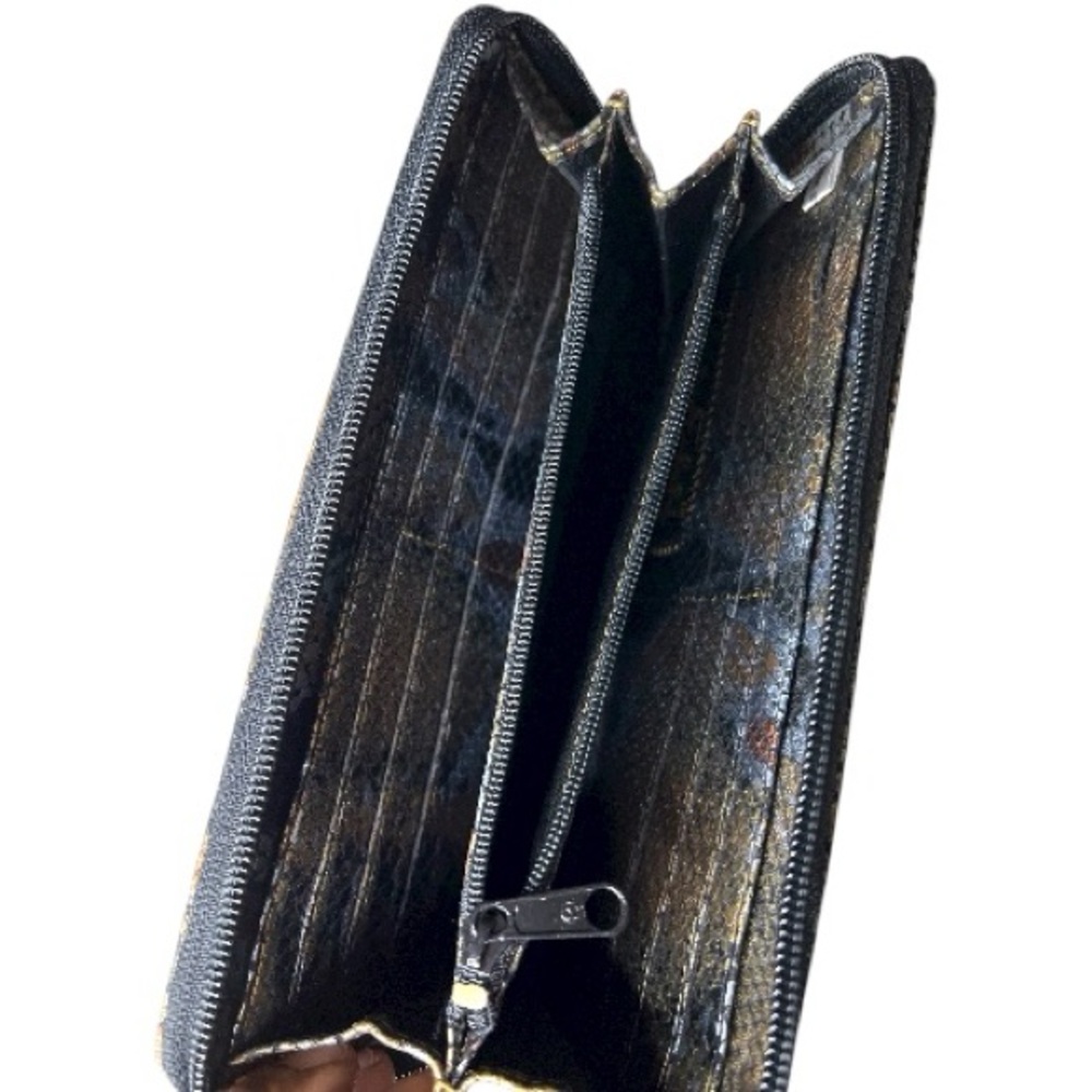 Carlos Falchi Elegant Gold and Black Women's Snake Print Clutch - Picture 5 of 7